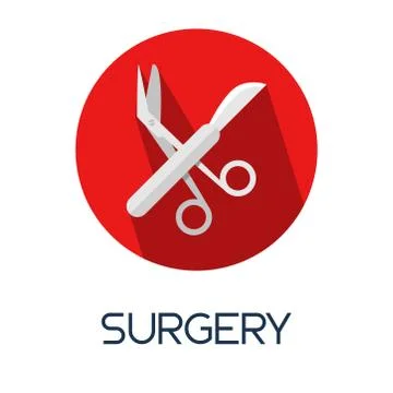 Surgery tools long shadow flat style medic icon illustration Stock Illustration