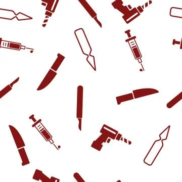 Surgery Tools Seamless Seamless Flat Vector Pattern Illustrazione stock