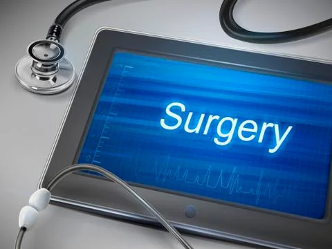 Surgery word displayed on tablet Stock Illustration