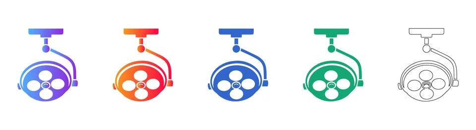 Surgical Ceiling Light Icon Set Stock Illustration