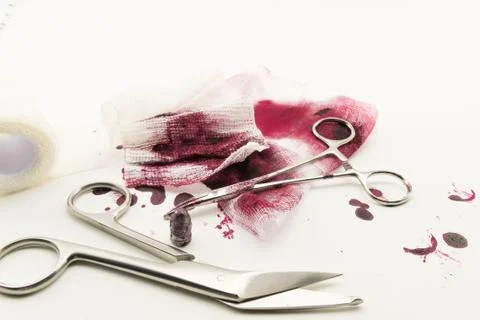 Surgical composition on white background.. Stock Photos