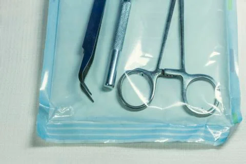 Surgical instrument in package Stock Photos