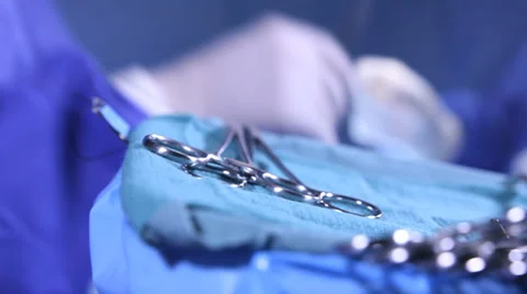 Surgical Instruments and preparation Stock Footage 32845604