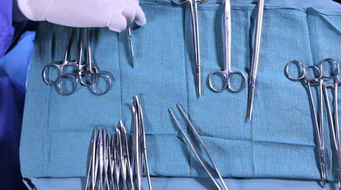 Surgical Instruments and preparation Stock Footage 32845653