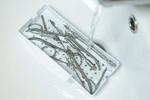 Surgical Instruments Being Washed for Sterilization Stock Photos