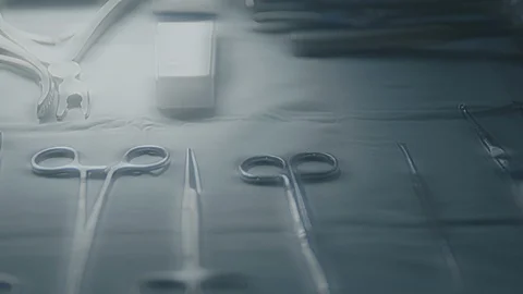 Surgical Instruments Move Right on Tray Stock Footage 96226360