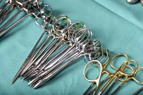 Surgical instruments in the operating room. Stock Photos