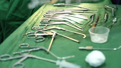 Surgical instruments ready for surgery 5 Stock Footage 317083560