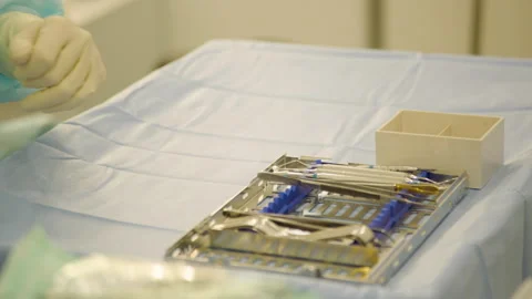 Surgical instruments before surgery Stock Footage 236045689