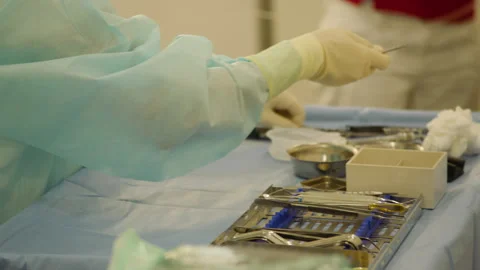 Surgical instruments before surgery Stockbeeldmateriaal 236046449