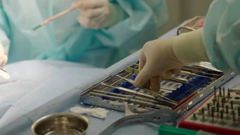 Surgical instruments before surgery. Stock Footage 236052942
