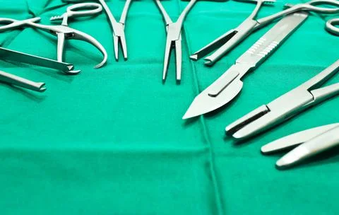 Surgical Instruments on the Table in Operating Room Stock-Fotos
