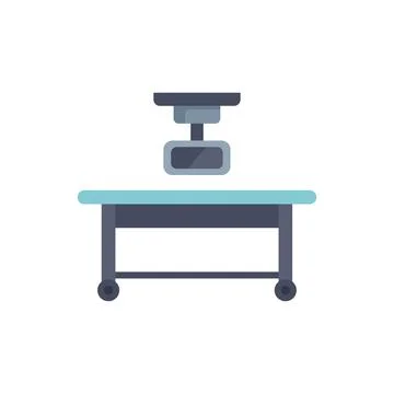 Surgical lamp hanging over empty operating table Stock Illustration