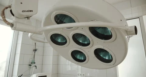 Surgical lamp in the operating room. Close-up. Surgical light with camera.  Video stock 168834501