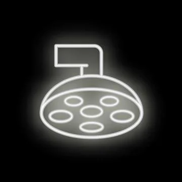 Surgical lamp shining in operating room neon style icon Stock Illustration