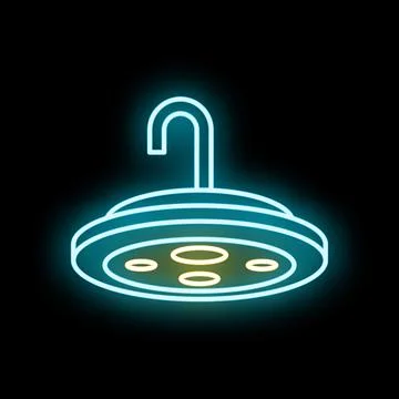 Surgical light illuminating operating room with neon glow Stock Illustration