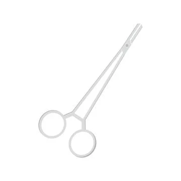 Surgical long scissors in style of flat on white background Stock Illustration