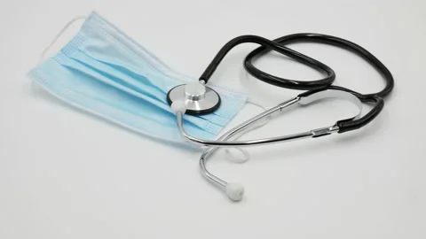 A Surgical mask and stethoscope Stock Footage 144556953