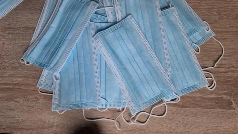 Surgical Mask Dropping On Table Stockbeeldmateriaal 156042006