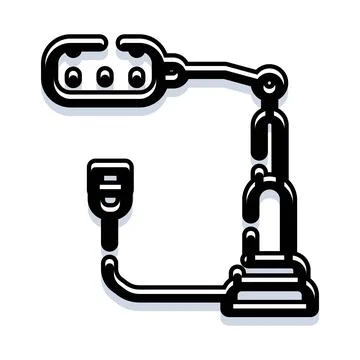 Surgical operating room light and tool line art Stock Illustration
