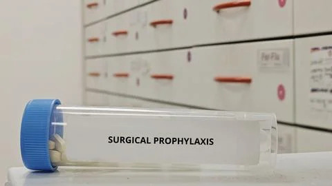 SURGICAL PROPHYLAXIS tablets used to prevent infection during and after surgical 库存照片