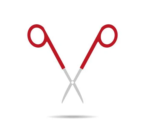 Surgical red scissors. Open logo Stock Illustration