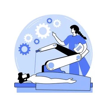 Surgical robot isolated cartoon vector illustrations. Stock Illustration