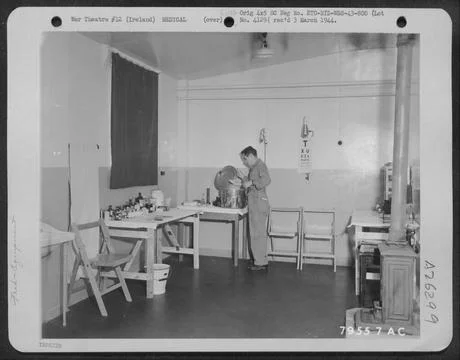 Surgical room of a U.S. Air Force Hospital in Toome, Northern Ireland. 26 ... Stock Photos