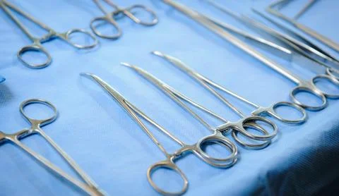 Surgical scissors close-up Stock Photos