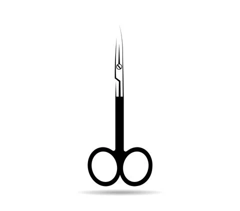 Surgical scissors closed. In black Stock Illustration