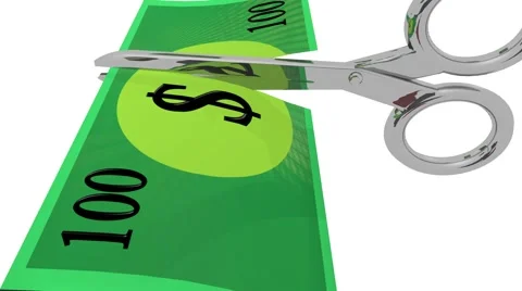 Surgical scissors cutting through a generic 100 dollar bill 스톡 동영상 67739852