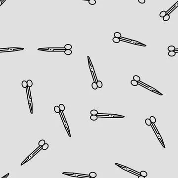 Surgical scissors surgeon vector seamless pattern Stock Illustration