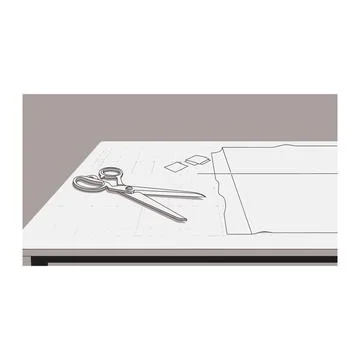 Surgical scissors on white table with the lighting is bright and focused Stock Illustration