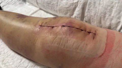 Surgical stitches, applied post-operation Stock Footage 310203129