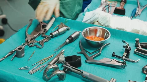 Surgical table with instruments Stock Footage 52928951