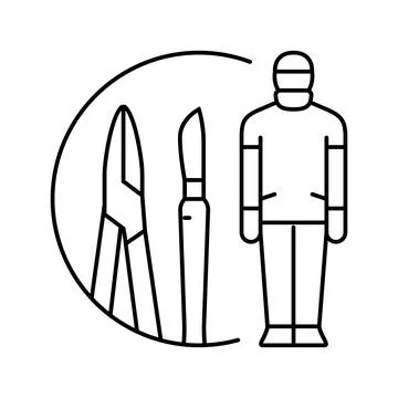 Surgical technician instruments line icon vector illustration Illustrazione stock
