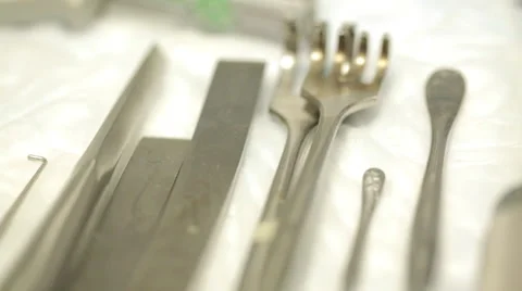 Surgical tools dolly shot 5 Stock Footage
