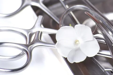 Surgical tools with flower Stock Photos