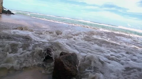 Surging ocean wave from low angle in slow motion Stock Footage 41388045