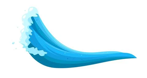 Surging tsunami wave. Typhoon flooding disaster. Cartoon vector illustration Illustrazione stock