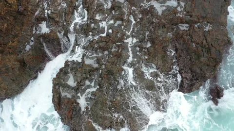 Surging Waves - DJI Mavic 2 Pro Stock Footage 221445397