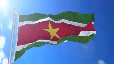 Suriname animated flag pack in 3D and isolated background Stock Footage 119979856