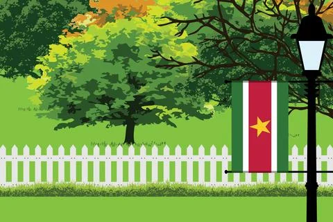 Suriname Day Trees Lamp Vector Illustration Stock Illustration