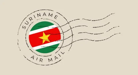 Suriname Flag Air Mail Vector Postmark Illustration with Grunge Cancellatio.. Stock Illustration