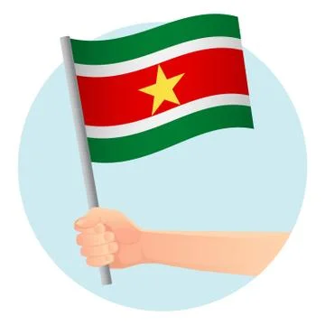 Suriname flag in hand Stock Illustration