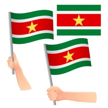 Suriname flag in hand set Stock Illustration