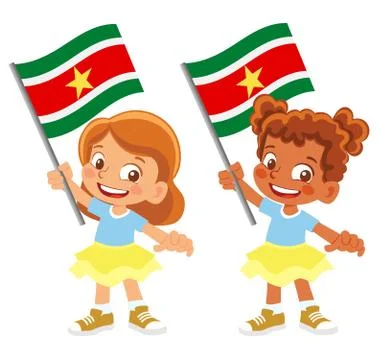 Suriname flag in hand set Stock Illustration
