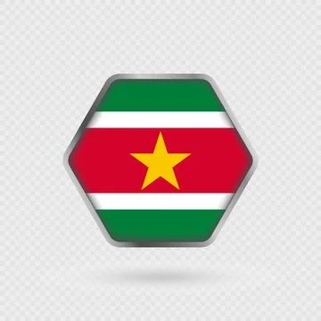 Suriname flag in a hexagon frame. Stock Illustration