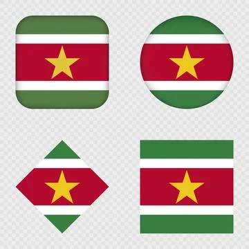 Suriname Flag Icons Pack. Vector illustration. Stock Illustration