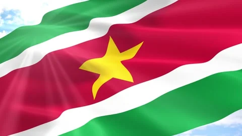 Suriname Flag Seamless Loop 4k 60fps on Sky Background Stock Footage 341552278